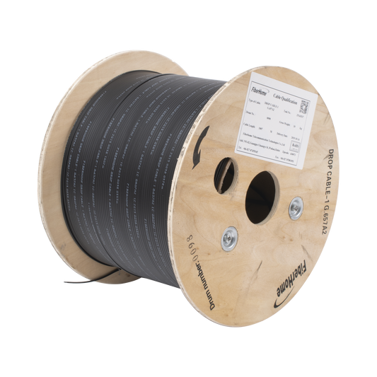 IC-DROPA2-1C Carrete de 1 km de Fibra Óptica Drop, Interior/Exterior G.657A2 Monomodo de 1 hilo (unifibra), Dieléctrica, Forro Negro