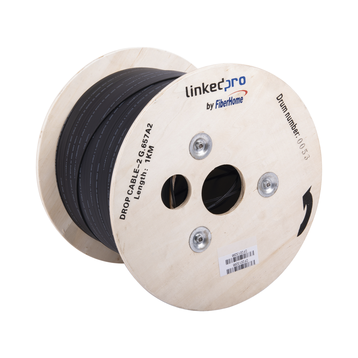 IC-DROPA2-2C Carrete de 1 km de Fibra Óptica Drop, Interior/Exterior G.657A2 Monomodo de 2 hilos (bifibra), Dieléctrica, Forro Negro