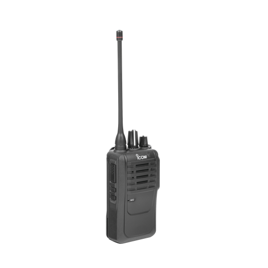 IC-F4003H - Radio portátil analógico UHF en rango de frecuencia de 450-520 MHz, 5 W de potencia de RF, 16 canales. Incluye: batería, cargador, antena, tapa de accesorios y clip.