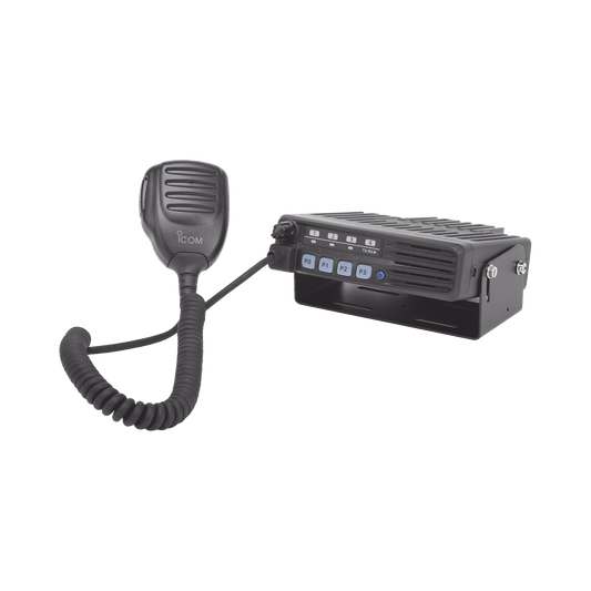 ICF6013H - Radio Móvil Analógico en rango de frecuencia 400-470 MHz, 50 W de potencia de RF.  Incluye micrófono, cable de corriente y bracket.