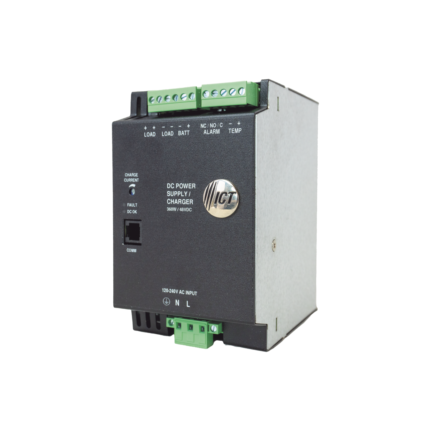 ICT36048DIN - Fuente de Poder Industrial de 480W, salida 48 Vcc, para montaje en riel Din