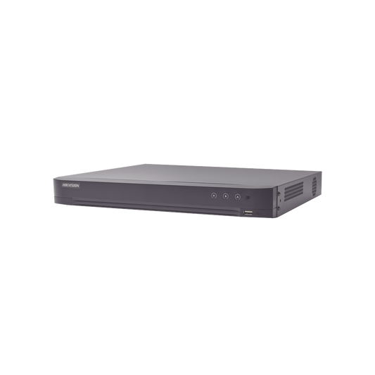 IDS-7204HUHI-M1/A/X DVR 4 Canales TURBOHD + 4 Canales IP / 8 Megapixel (4K) / Audio por Coaxitron / ACUSENSE / Reconocimiento Facial / 1 Bahía de Disco Duro / Salida de Video en Full HD / H.265+ / Alarmas I/O