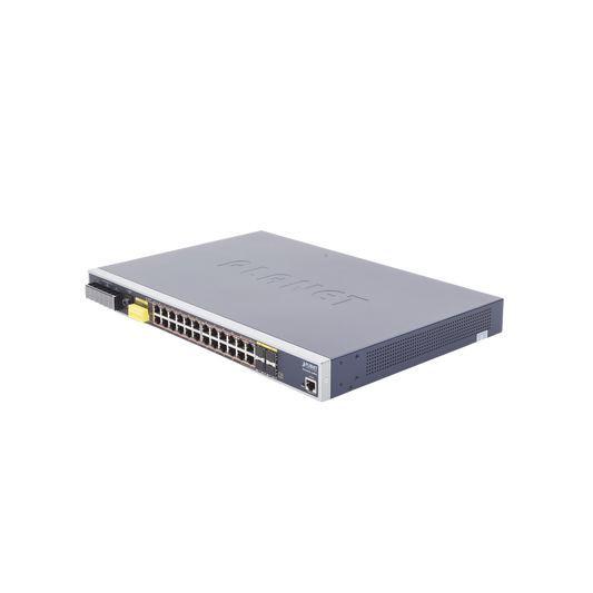 IGS-6325-24P4S Switch PoE Industrial Capa 3, Con 24 Puertos PoE Gigabit  802.3af/at, 4 Puertos SFP Compartidos 100 / 1000X, Soporta temperaturas extremas de -40 ~ 75°C