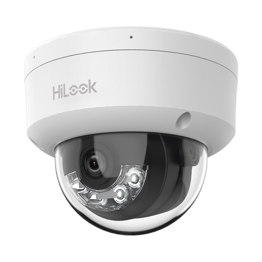 IPC-D140HA-LUC - [Dual Light] HiLook Series / Domo IP de 4 Megapixel / Uso en interior / Lente 2.8 mm / 20 mts IR + 20 mts Luz Blanca / Micrófono Integrado / ACUSENSE Lite / PoE / dWDR / H.265+ / ONVIF