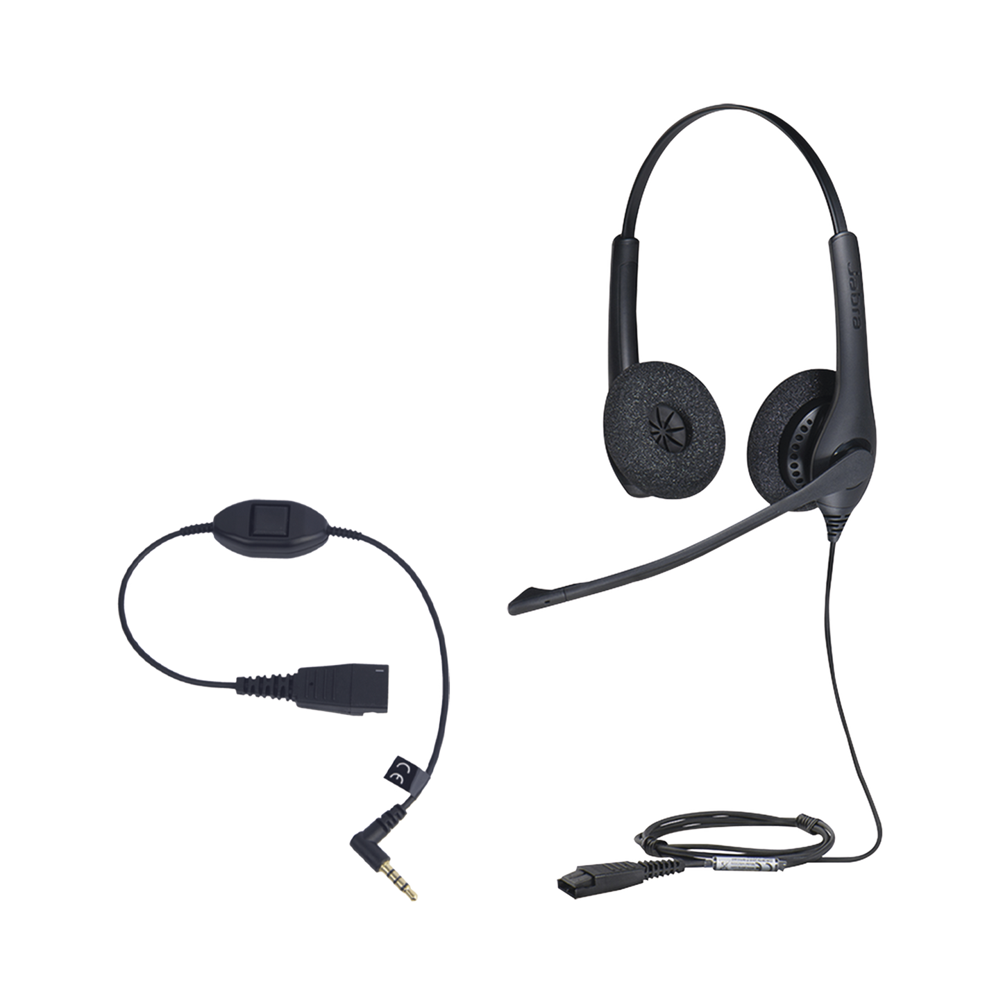 JABRAKIT KIT, Diadema con cancelación de ruido, con accesorio para conexiones 3.5mm Incluye modelos BIZ-1500-DUO-QD y MOBILE-QD-35MM-Sï»¿