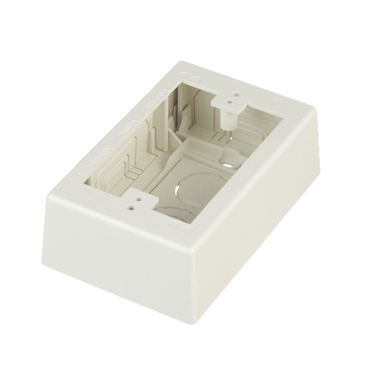 JBX3510IW-A - Caja de Pared Superficial, Uso Universal con Placas de Pared, con Cinta Adhesiva, Color Blanco Mate