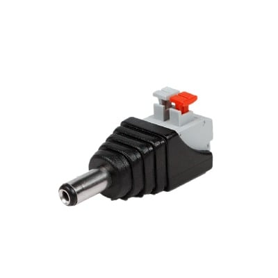 JR52X Adaptador tipo Jack de 3.5 mm Macho Polarizado de 12 Vcc con Terminales de Presión.