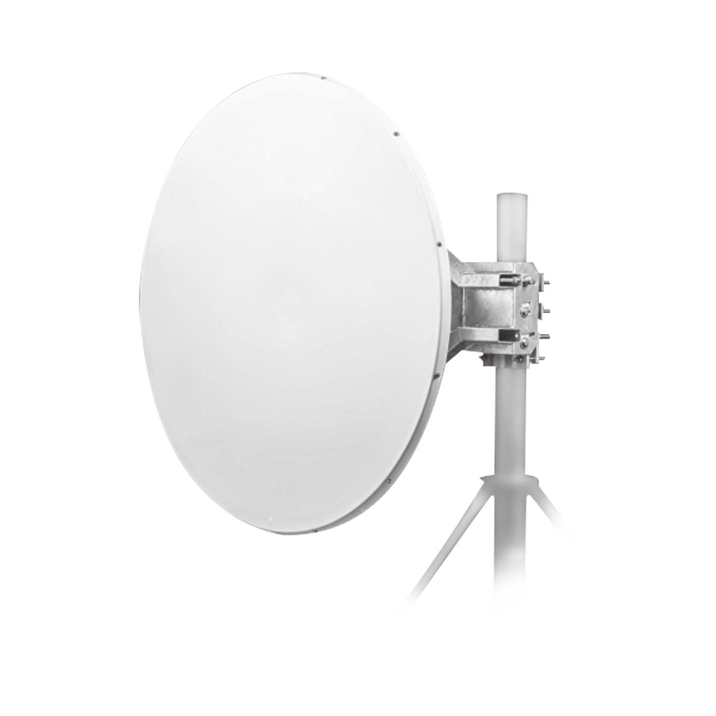 JRC-DD35-DUPLEX-PRE Antena direccional Alto Rendimiento / Parábola profunda para mayor aislamiento al ruido /4 ft / 4.9 a 6.1 GHz /  / Ganancia de 35 dBi / Soporte de acero inoxidable / Polaridad en 90 ° y 45 ° / Incluye montaje.