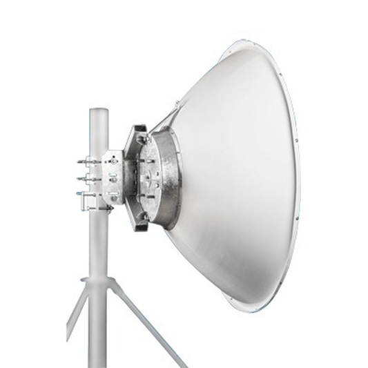 JRMD120010/11RA Antena parabólica 4 ft para radio B11 y AF11, ganancia de  41 dBi, conector guía de onda, Alto aislamiento al ruido en enlaces vecinos, 10.1-12 GHz, Montaje de acero inoxidable incluido