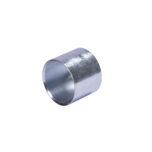 JU-PG-212-COP - Cople 2 1/2" (63mm) pared gruesa con rosca galvanizado etiqueta amarilla