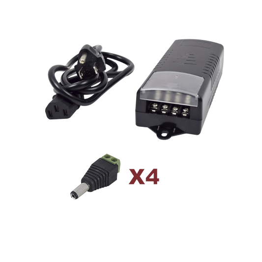 K2-PS12DC4C Kit con fuente EPCOM con salida de 12 Vcc a 5 Amper con 4 salidas / Incluye conectores JR52