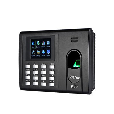 K-30 - Checador de Huella y Tarjetas para Tiempo y Asistencia con Batería de Respaldo/ Comunicación TCP/IP /  Salida de relevador para cerradura