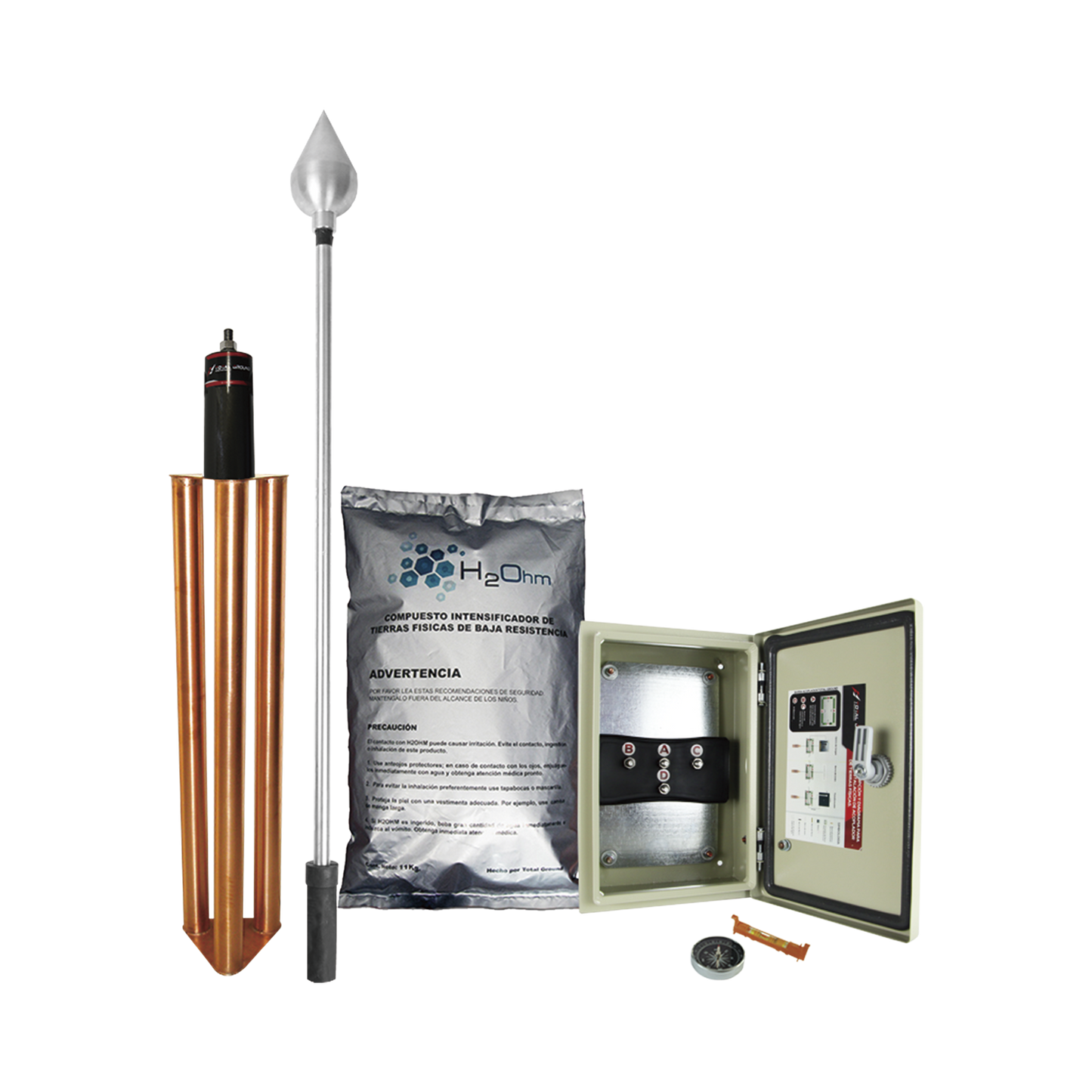 KDA-01 - Kit de Pararrayo con Punta en Acero Inoxidable con Diámetro de Protección de 160 metros.