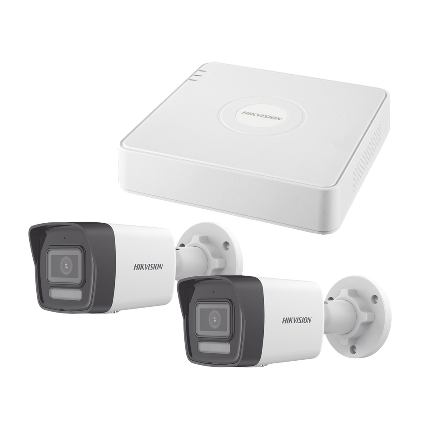 KIPCSTART - Kit IP 1080p (2 Megapixel) / NVR de 4 Canales con 4 Puertos PoE / 2 Cámaras Bala IP con Microfono Integrado / ColorVu Lite y ACUSENSE Lite