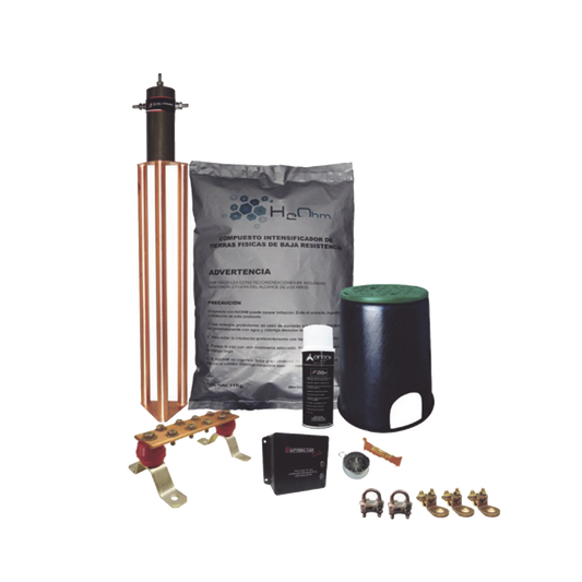 KITMASTERTG-CONMV2 - Kit de Tierra Física con Electrodo Magnetoactivo de 45 AMP Y Supresor de Picos SOHO