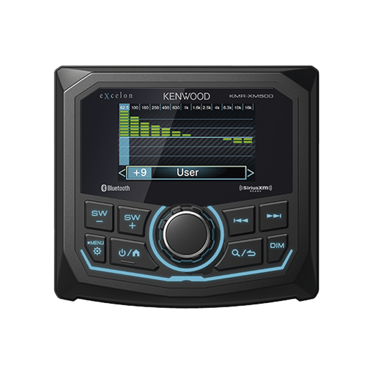 KMR-XM500 - Estéreo marino sumergible IP66, con pantalla de 2.7 pulgadas, conexión Bluetooth, iluminación multicolor variable, con entrada USB