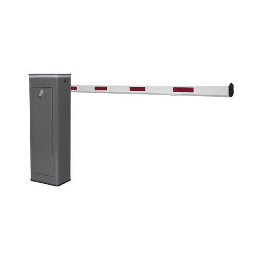 KT-XBF-RB - Kit de Barrera Vehicular Derecha y Brazo de 3 Metros / Finales de Carrera Ajustables por Programación / Movimiento Fluido / Diseño Elegante Color Gris / Con Corona Led Semaforizada