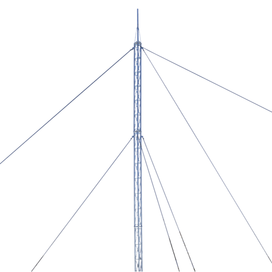 KTZ-30E-018P Kit de Torre Arriostrada de Techo de 18 m con Tramo STZ30 Galvanizado Electrolítico (No incluye retenida).