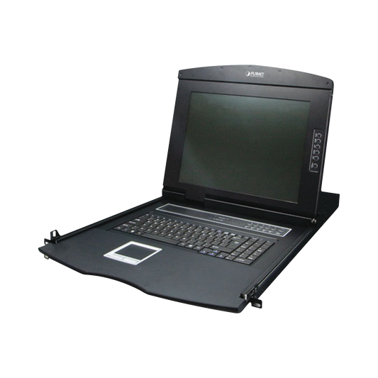 KVM-210-08M - Switch KVM con Monitor de 17"con Teclado y Trackpad para Rack de 1U de Cuatro Postes, 8 Puertos VGA Para Acceder y Controlar Hasta 8 Computadoras Desde una Sola Consola