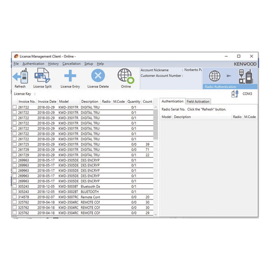 L5000 - Registro de cuenta de licencias para KPT-300