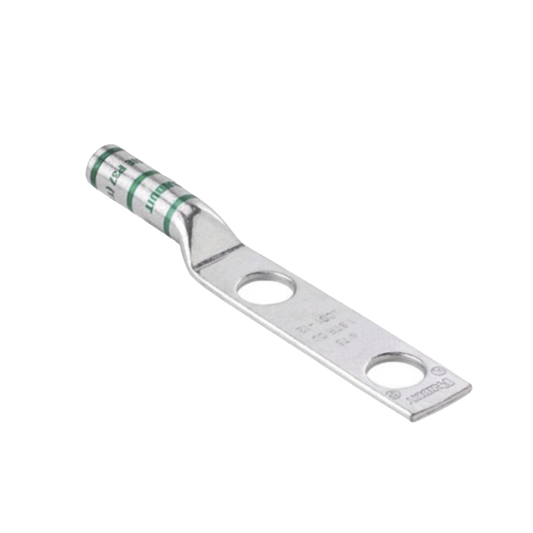 LCC2-38D-Q - Conector de Compresión de Cobre con 2 Orificios 3/8" para Cable 2 AWG,  1" de espacio entre Orificios. Paquete de 25 Piezas