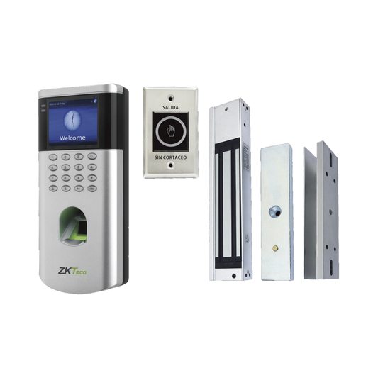 LF10KITV2 KIT de Control de Acceso LF10/ PUSH / Compatible con ZKBioAccess / 1,500 Usuarios / Chapa magnética / Botón de Salida / Tarjeta de proximidad