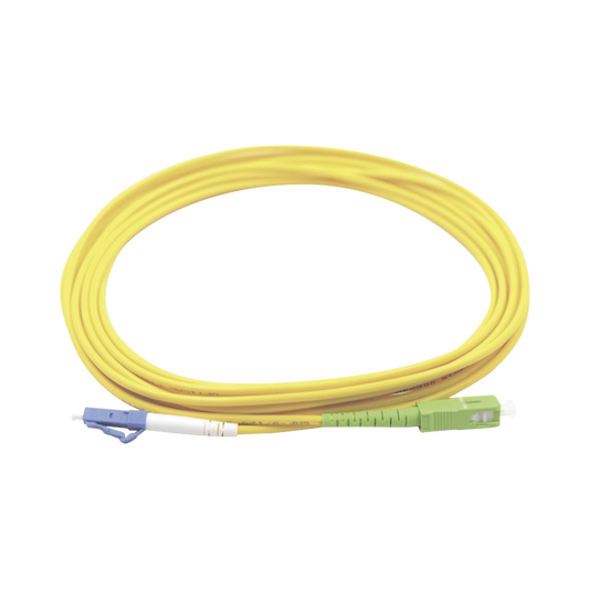 LP-FO-LCU-SCA-03 Jumper de Fibra Óptica Monomodo LC/UPC-SC/APC Simplex, color amarillo 3 metros