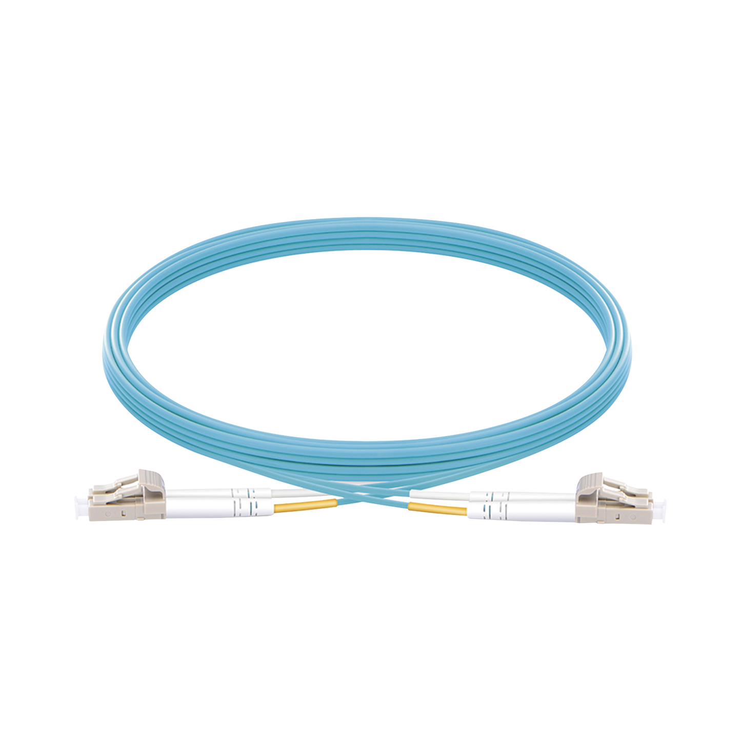 LP-FOM3-LCLC-R05 - Jumper de Fibra �ptica Multimodo OM3 50/125 LC-LC OFNR (Riser), 2.0 mm, D�plex, Aqua, 5 Metros (16.40 Pies)