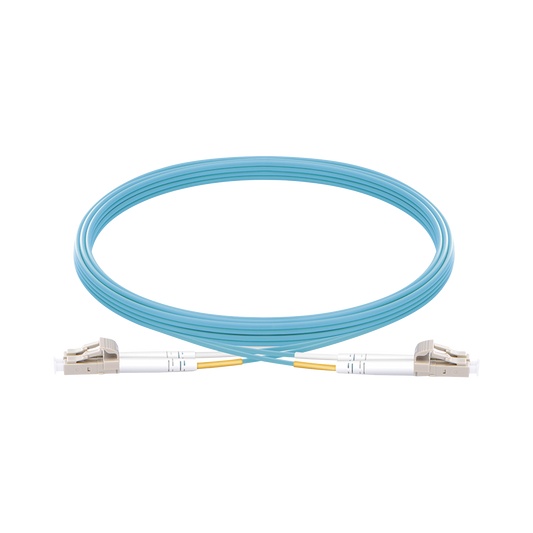 LP-FOM3-LCLC-R05 - Jumper de Fibra �ptica Multimodo OM3 50/125 LC-LC OFNR (Riser), 2.0 mm, D�plex, Aqua, 5 Metros (16.40 Pies)