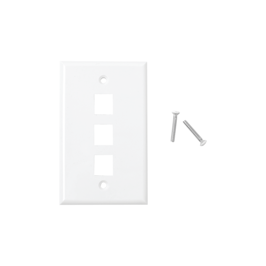 LP-FP-18 - Placa de Pared de 3 Puertos, Keystone, Color Blanco