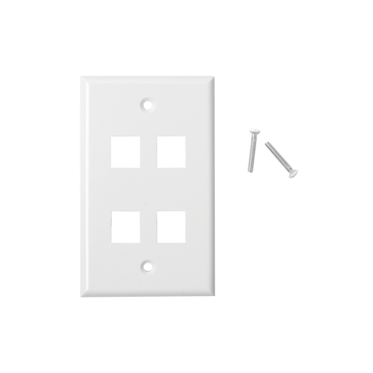 LP-FP-19 - Placa de Pared de 4 Puertos, Keystone, Color Blanco