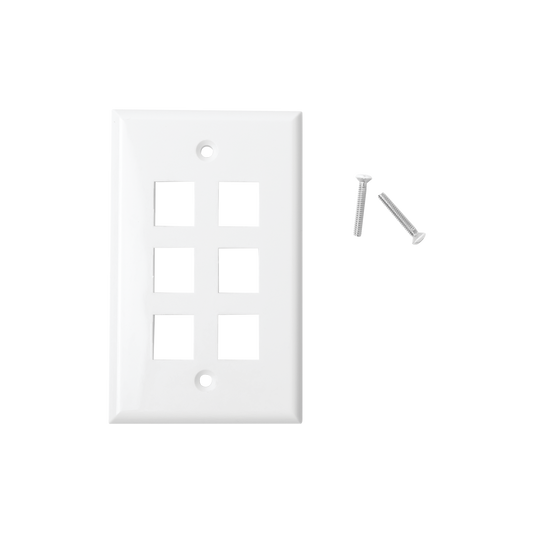 LP-FP-20 - Placa de Pared de 6 Puertos, Keystone, Color Blanco