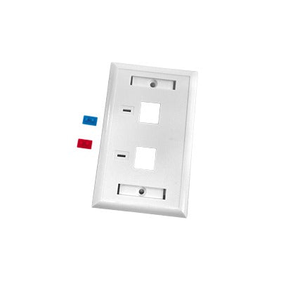 LP-FP-22 - Placa de Pared de 2 Puertos, Keystone, con Espacio para Etiqueta, Color Blanco