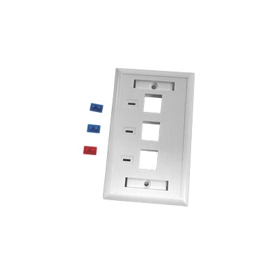 LP-FP-23 - Placa de Pared, de 3 Puertos, Keystone, con Espacio para Etiqueta - Color Blanco