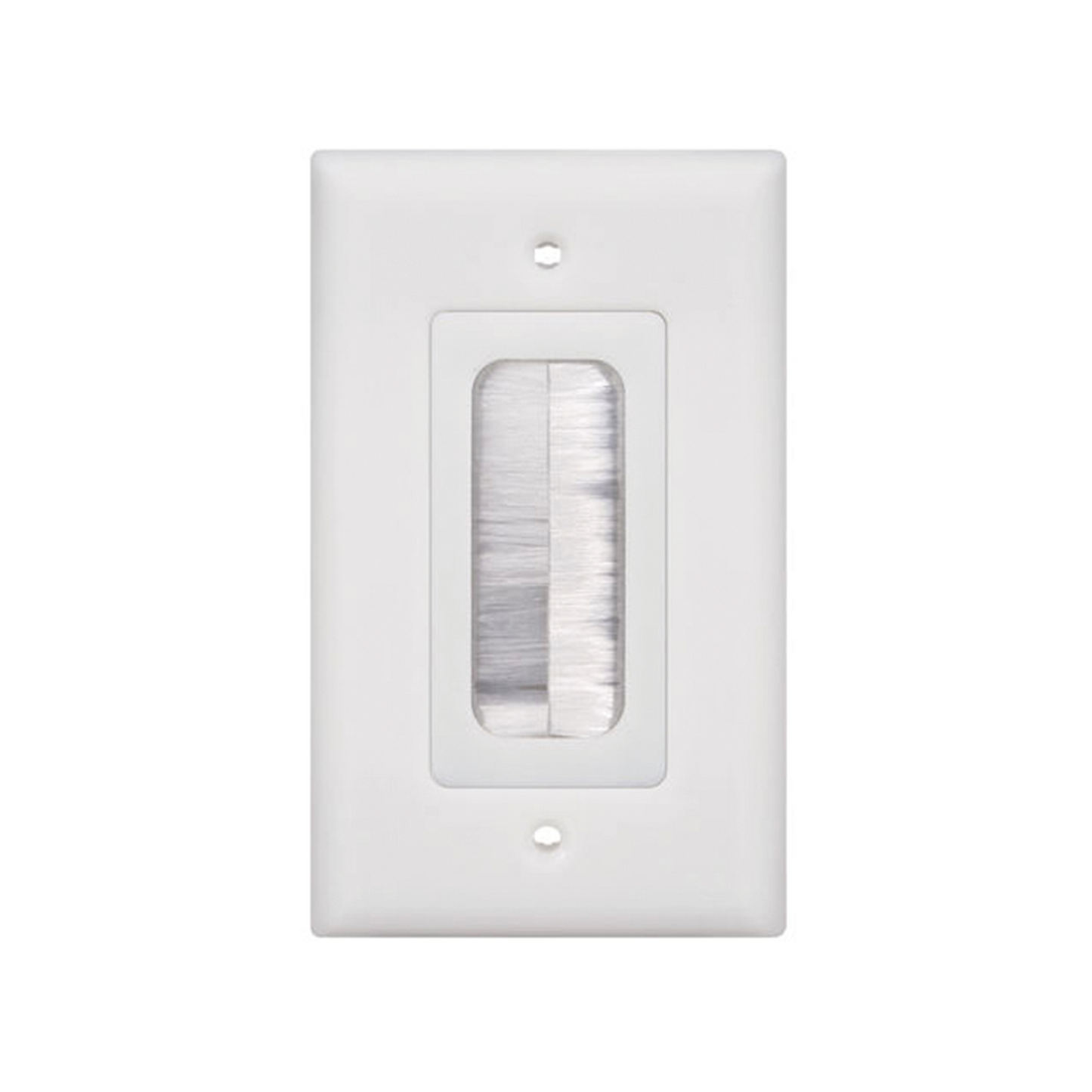 LP-FP-BRUSH - Placa de Pared Pasa Cable, Tipo Cepillo, de 1 Puerto, con Cerdas Antipolvo, Color Blanco