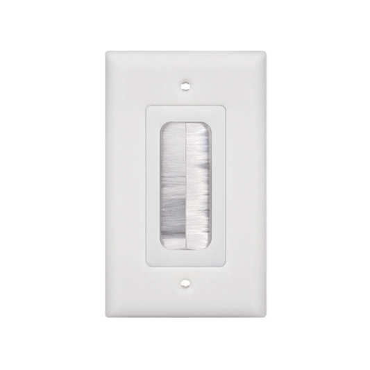 LP-FP-BRUSH - Placa de Pared Pasa Cable, Tipo Cepillo, de 1 Puerto, con Cerdas Antipolvo, Color Blanco