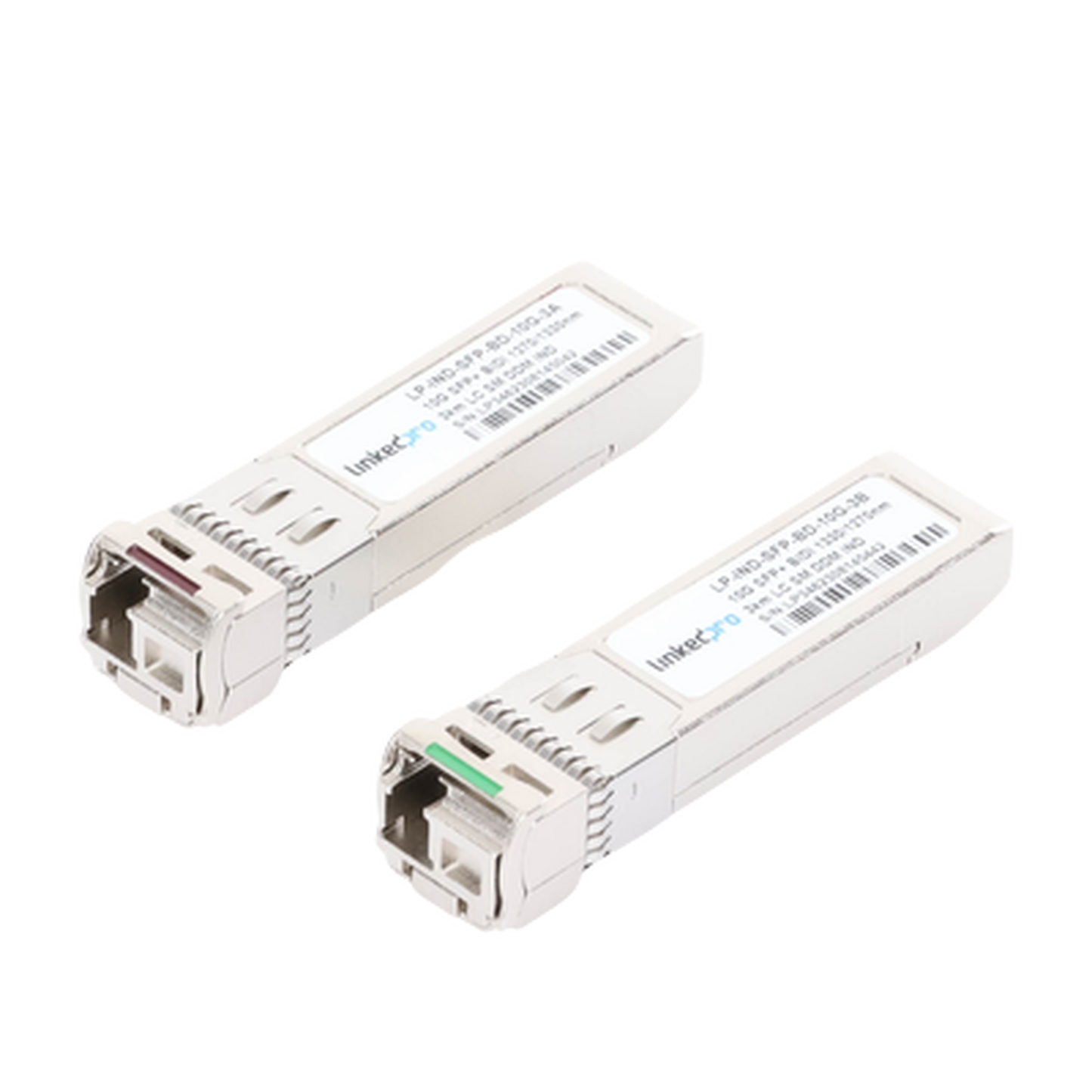 LP-IND-SFP-BD-10G-3 - Transceptores Ópticos Industriales Bidireccionales SFP+ (Mini-Gbic) / Monomodo 1270 & 1330 nm / 10 Gbps / 10GBASE / Conector LC/UPC Simplex / DDM / Hasta 3 km / 2 Piezas