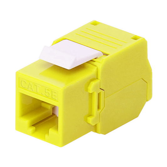 LP-KJ-516-TTYE - M�dulo Jack Keystone Cat5e (Toolless), con Terminaci�n en �ngulo 180 - Color Amarillo, Compatible con Faceplate y Patchpanel Linkedpro