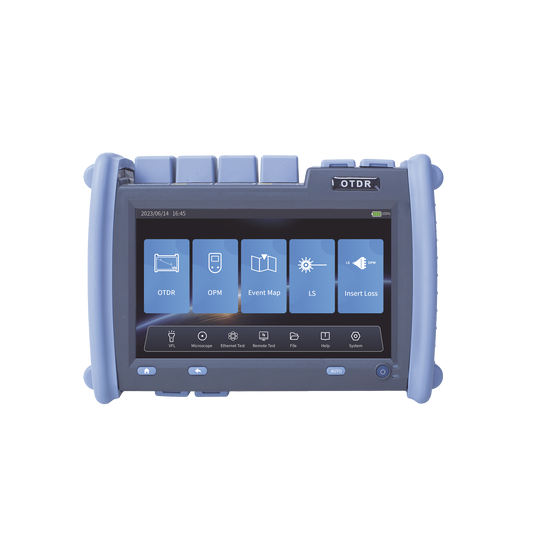 LP-OTDR-PRO - OTDR PRO de Alto Rendimiento para Enlaces de Fibra �ptica Monomodo y Multimodo / Longitudes de Onda: 850nm, 1300nm, 1310nm y 1550nm / Zona Muerta por Evento de 0.8 Metros (2.62 Pies) / VFL 5mW / Distancia de Prueba de hasta 420 km
