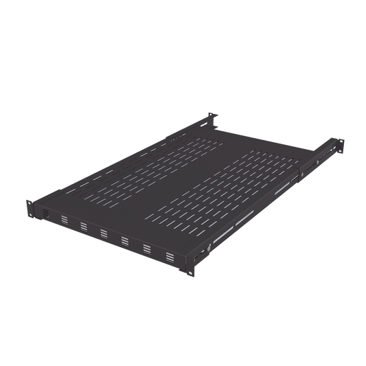 LPRVSH49-961U - Charola Ventilada para Soportar Equipos en Rack, Profundidad Ajustable de 495 a 965 mm, 1U, Color Negro