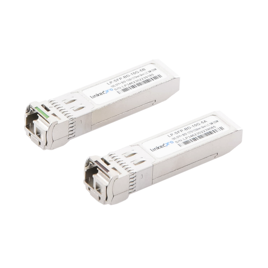 LP-SFP-BD-10G-5 - Transceptores Ópticos Bidireccionales SFP+ (Mini-Gbic) / Monomodo 1270 & 1330 nm / 10 Gbps / 10GBASE-BX / Conector LC/UPC Simplex / DDM / Hasta 5 km / 2 Piezas