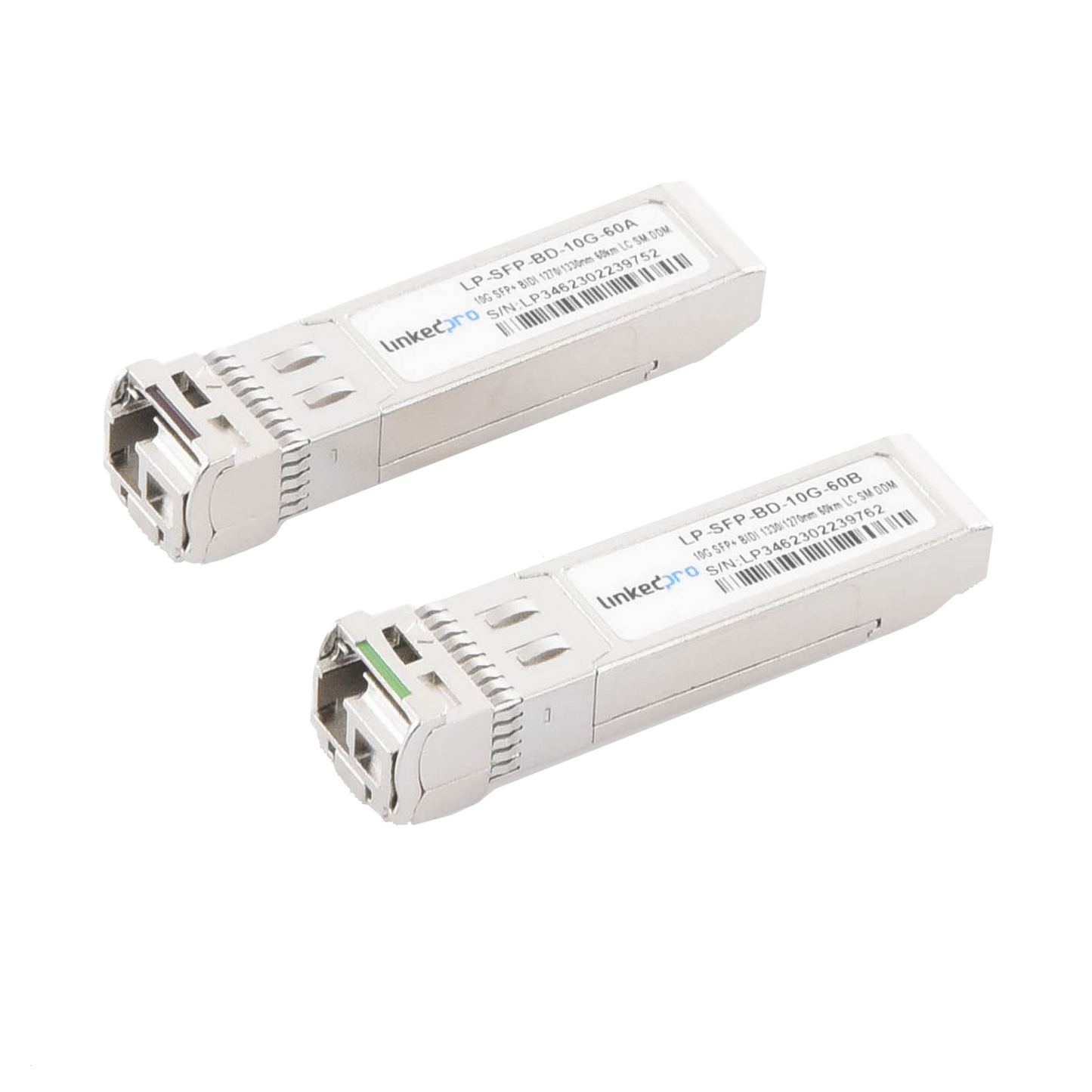 LP-SFP-BD-10G-60 - Transceptores Ópticos Bidireccionales SFP+ (Mini-Gbic) / Monomodo 1270 & 1330 nm / 10 Gbps / 10GBASE-BX / Conector LC/UPC Simplex / DDM / Hasta 60 km / 2 Piezas