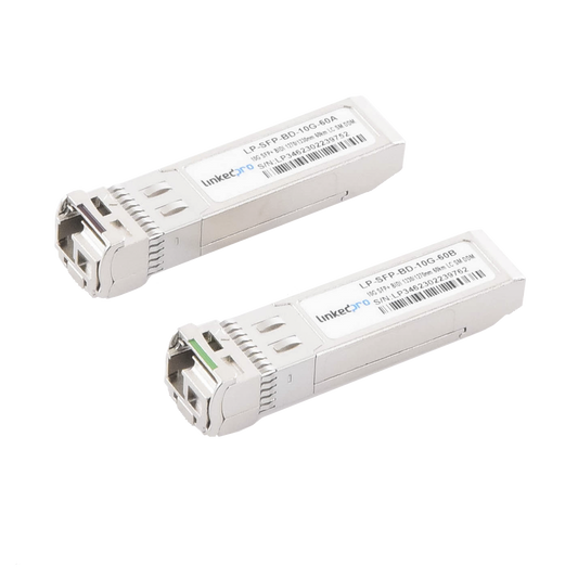 LP-SFP-BD-10G-60 - Transceptores Ópticos Bidireccionales SFP+ (Mini-Gbic) / Monomodo 1270 & 1330 nm / 10 Gbps / 10GBASE-BX / Conector LC/UPC Simplex / DDM / Hasta 60 km / 2 Piezas