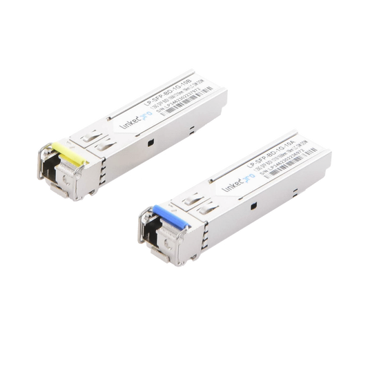 LP-SFP-BD-1G-10 - Transceptores Ópticos Bidireccionales SFP (Mini-Gbic) / Monomodo 1310 & 1550 nm / 1.25 Gbps / 1000BASE-BX / Conector LC/UPC Simplex / DDM / Hasta 10 km / 2 Piezas