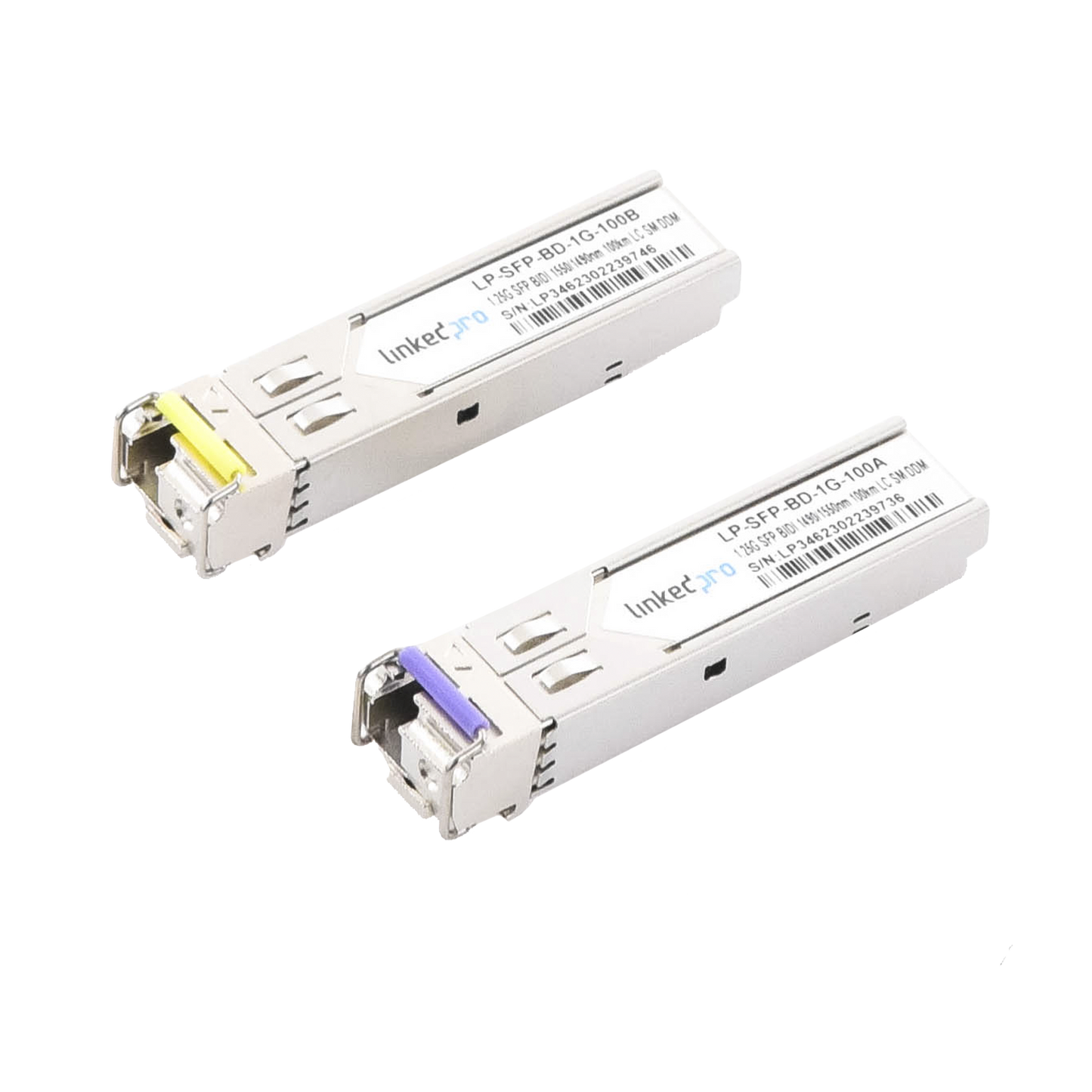 LP-SFP-BD-1G-100 - Transceptores Ópticos Bidireccionales SFP (Mini-Gbic) / Monomodo 1490 & 1550 nm / 1.25 Gbps / 1000BASE-BX / Conector LC/UPC Simplex / DDM / Hasta 100 km / 2 Piezas