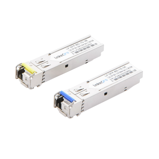 LP-SFP-BD-1G-3 - Transceptores Ópticos Bidireccionales SFP (Mini-Gbic) / Monomodo 1310 & 1550 nm / 1.25 Gbps / 1000BASE-BX / Conector LC/UPC Simplex / DDM / Hasta 3 km / 2 Piezas
