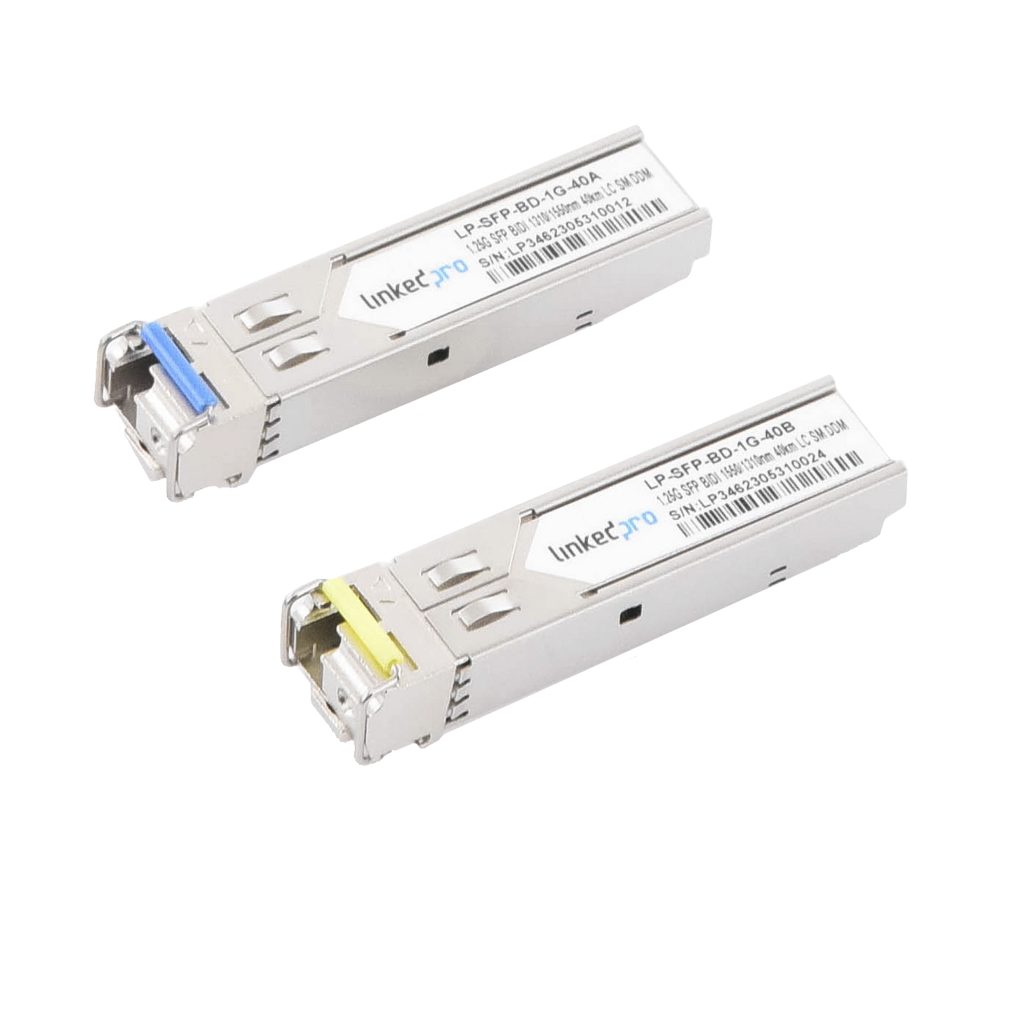 LP-SFP-BD-1G-40 - Transceptores Ópticos Bidireccionales SFP (Mini-Gbic) / Monomodo 1310 & 1550 nm / 1.25 Gbps / 1000BASE-BX / Conector LC/UPC Simplex / DDM / Hasta 40 km / 2 Piezas
