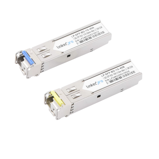 LP-SFP-BD-1G-40 - Transceptores Ópticos Bidireccionales SFP (Mini-Gbic) / Monomodo 1310 & 1550 nm / 1.25 Gbps / 1000BASE-BX / Conector LC/UPC Simplex / DDM / Hasta 40 km / 2 Piezas