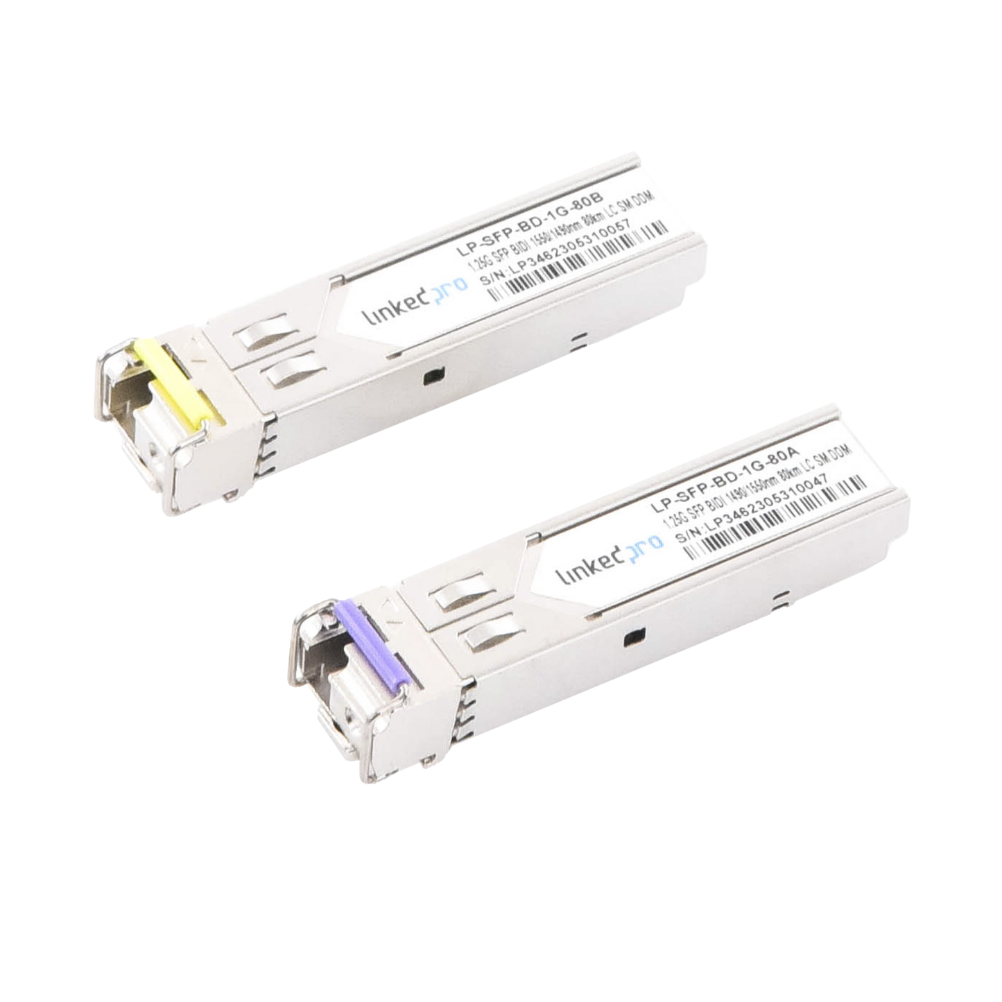 LP-SFP-BD-1G-80 - Transceptores Ópticos Bidireccionales SFP (Mini-Gbic) / Monomodo 1490 & 1550 nm / 1.25 Gbps / 1000BASE-BX / Conector LC/UPC Simplex / DDM / Hasta 80 km / 2 Piezas