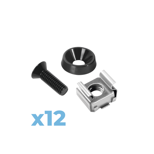 LP-TAT-12 - Juego de 12 Tornillos con 12 Arandelas y 12 Tuercas Enjauladas para Rack Linkedpro